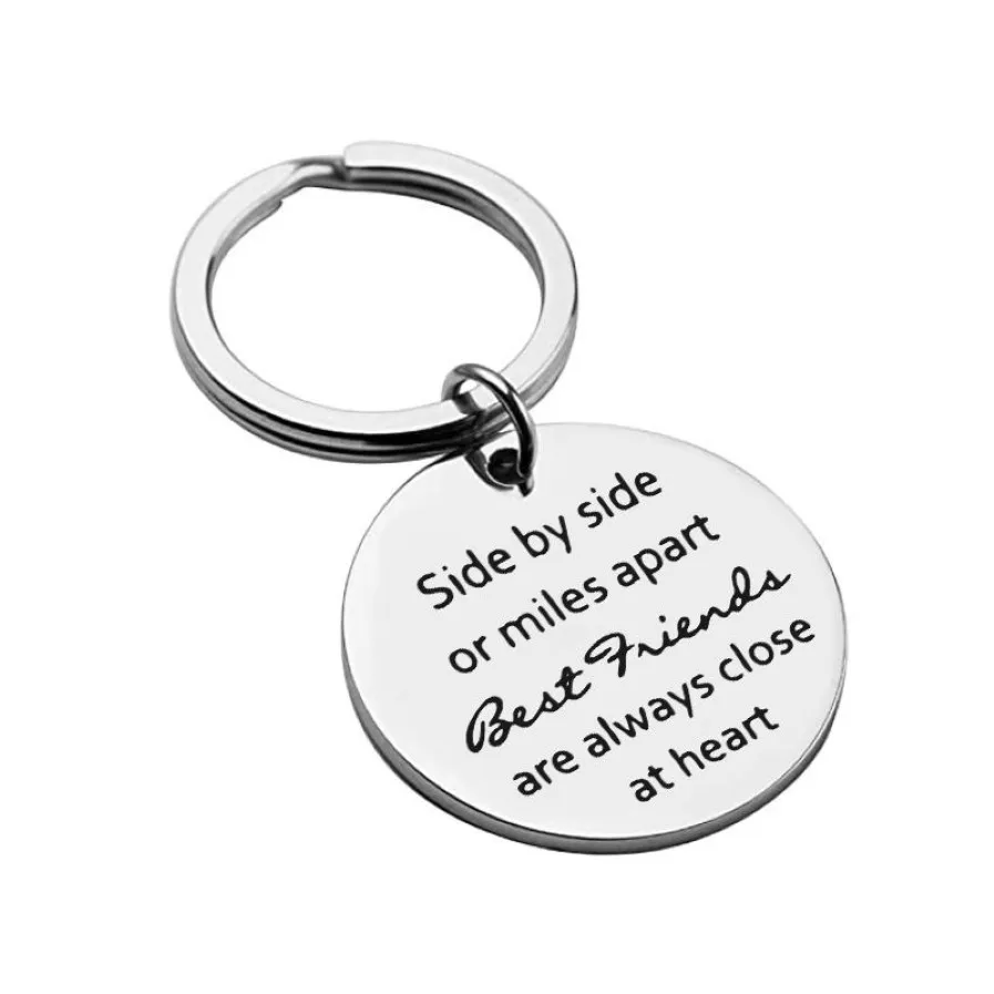 Porte-clés d'amitié lettrage amis coeur creux boussole pendentifs porte-clés pour ami sœurs bijoux cadeau 2712