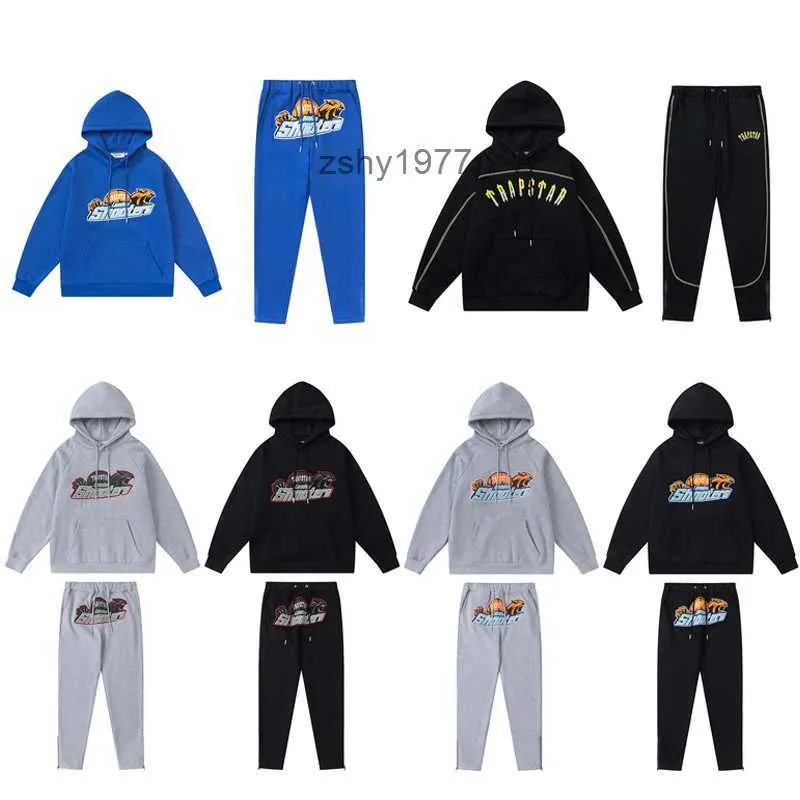 Trapstar survêtements pour hommes tête de tigre tireurs trapstar survêtement serviette broderie femmes polaire survêtements à capuche pantalons ensembles