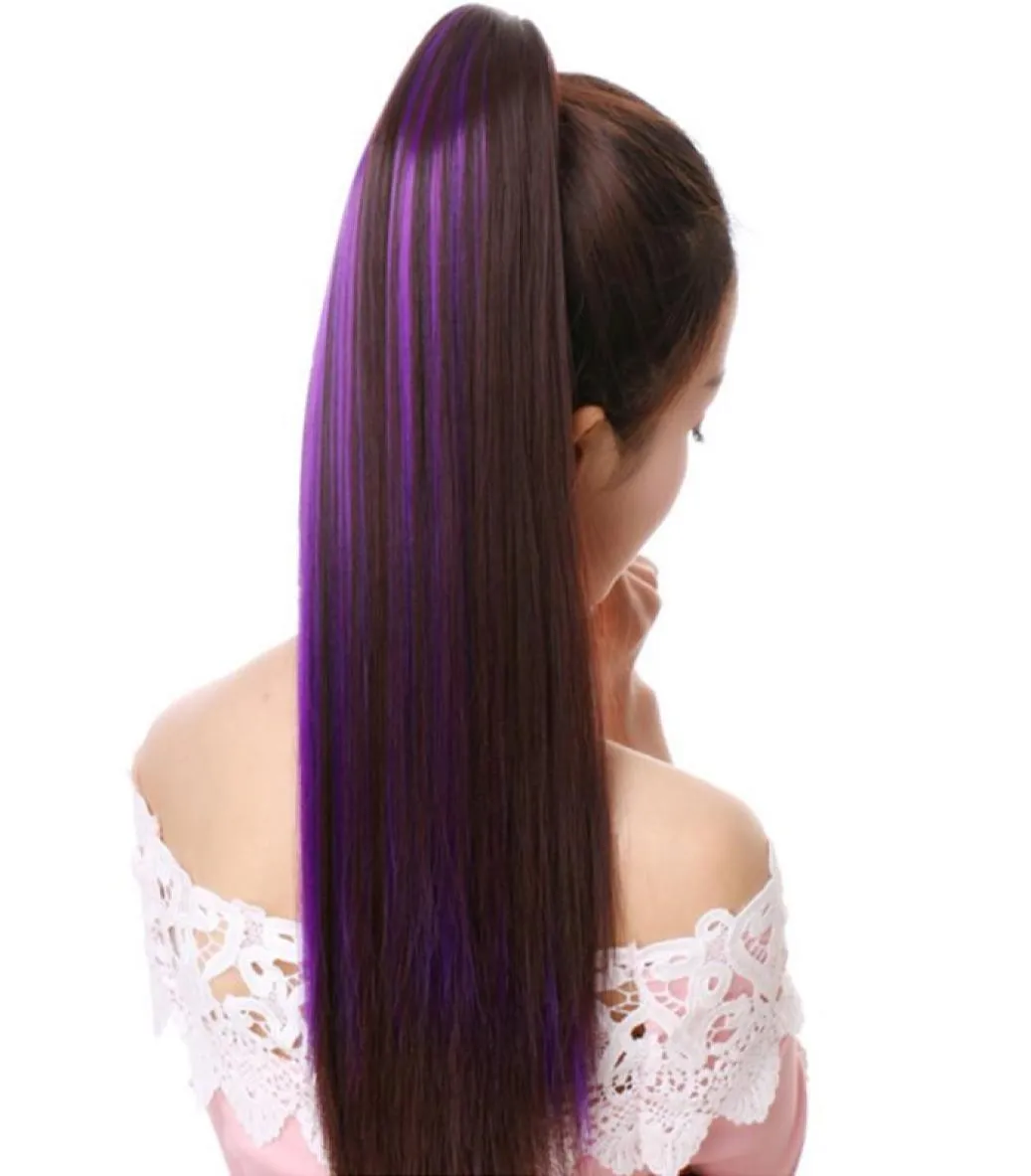 Synthetic Long Straight Claw Ponytail Hair Extension High Temperature Fiber Hair Pieces Style Fake Ponytail3763343