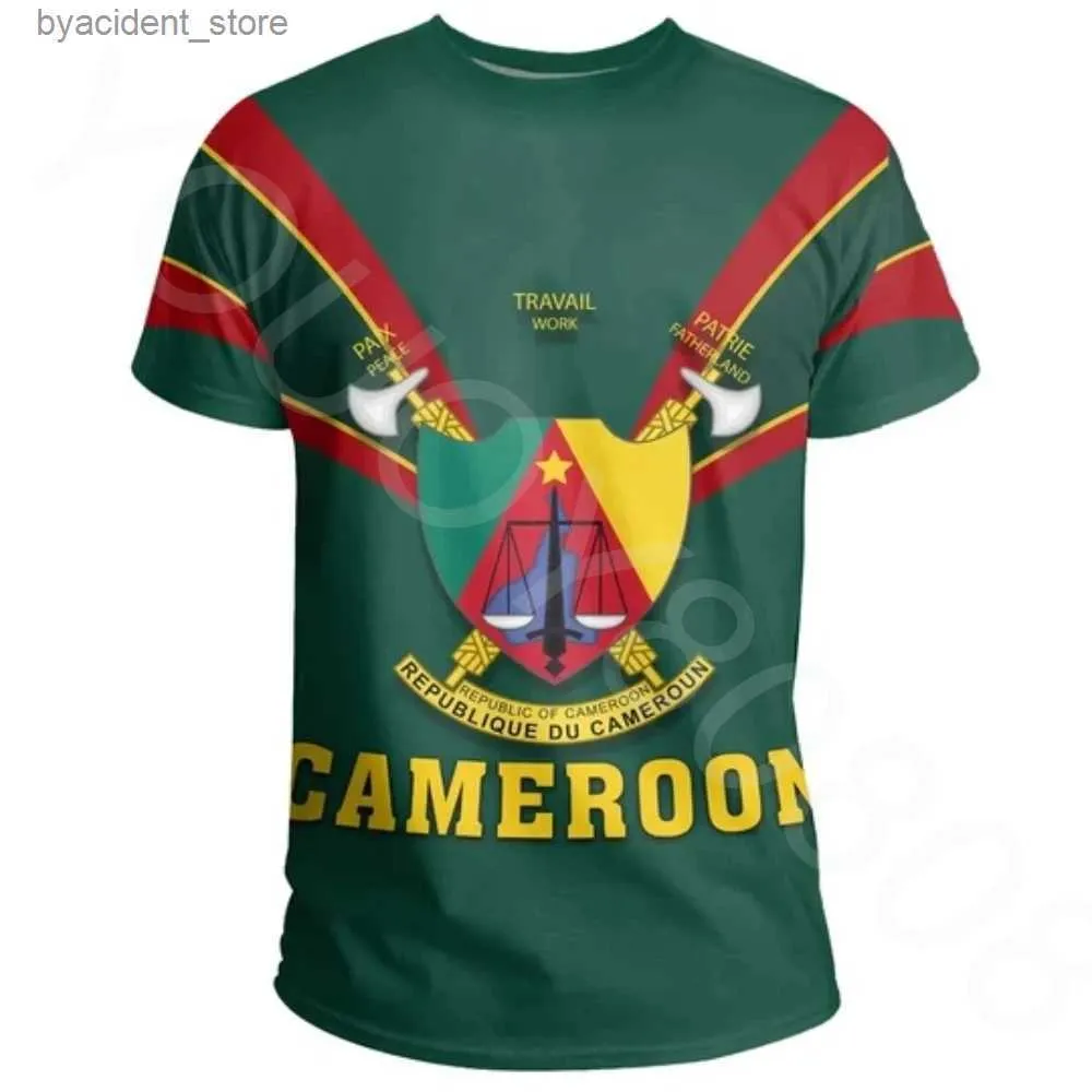 T-shirty męskie Kamerunowe Męskie T-shirt okrągły okrągły szyja