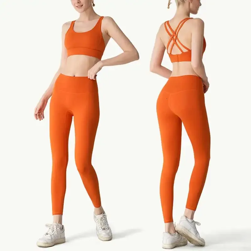 Set da yoga Reggiseno sportivo da donna e leggings da jogging Set da 2 pezzi yoga Sport Abbigliamento da palestra Abbigliamento sportivo Donna 240226