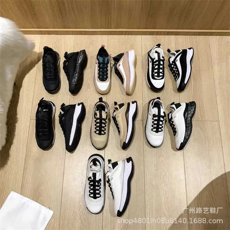 36％オフスポーツ2024 Xiaoxiangfeng Daddy Womens Thick Soles New Summer and Autumn Splicing Leisure Sports Leather Inner Raised Air Cushion Shoes