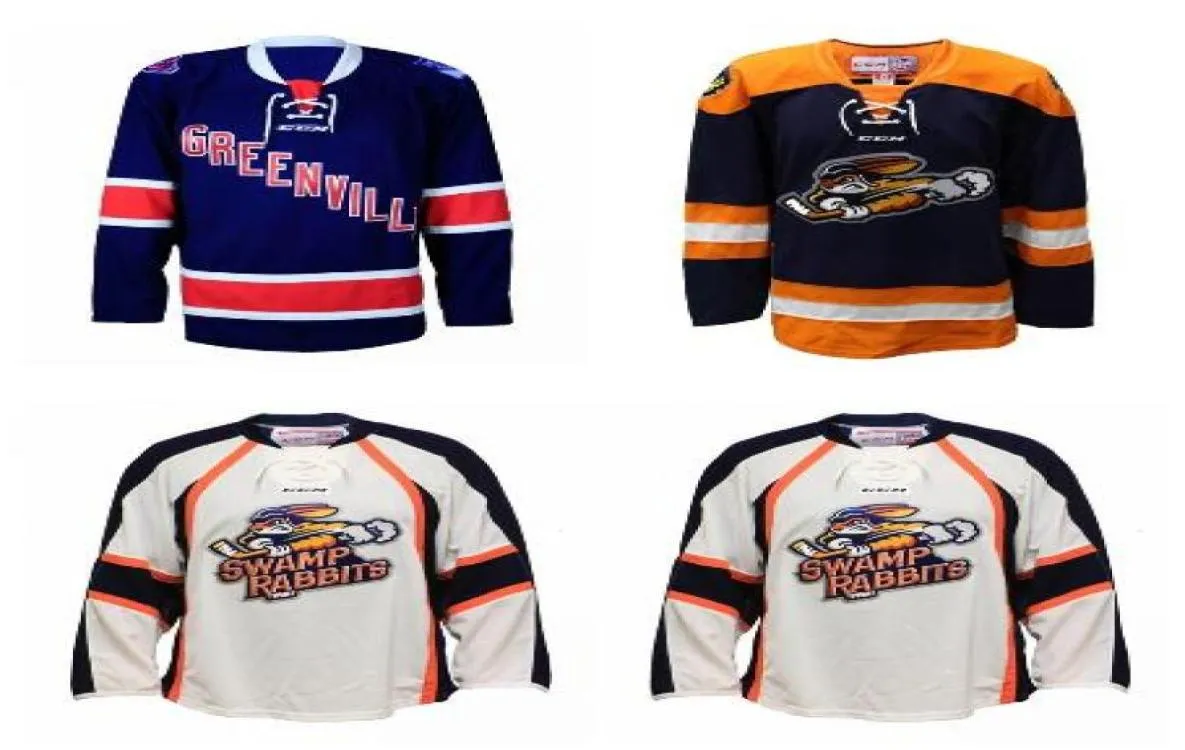 Изготовленные на заказ мужские молодежные женские винтажные хоккейные майки ECHL 201617 на заказ Greenville Swamp Rabbits, размер S5XL или любое имя на заказ 1152976