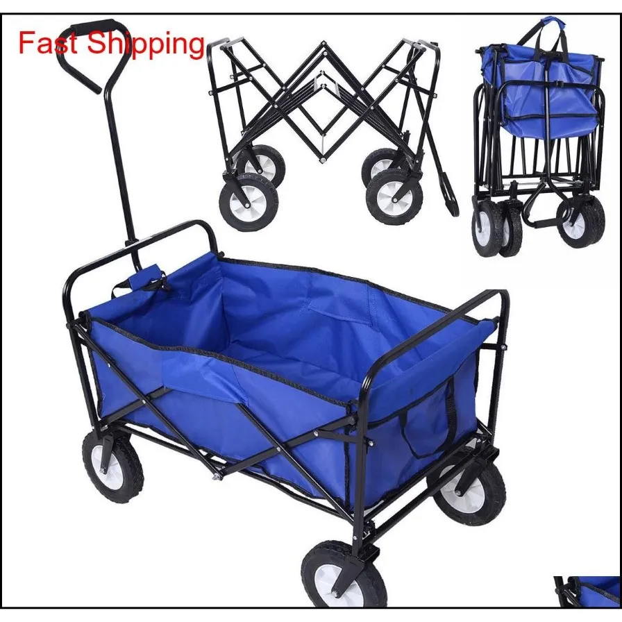 Andra förnödenheter Patio Lawn Home Drop Delivery Collapsible Folding Wagon Cart Garden av Shopping Beach Toy Sports Blue