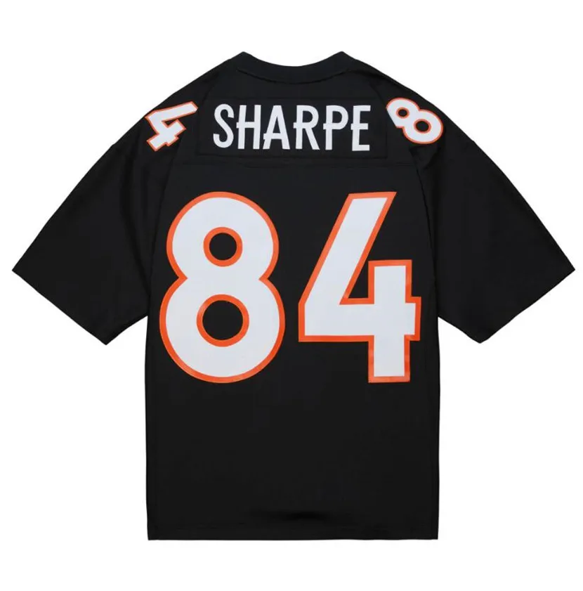 Dikişli Futbol Forması 84 Shannon Sharpe 1998 Siyah Mesh Retro Rugby Formaları Erkek Kadın ve Gençlik S-6XL