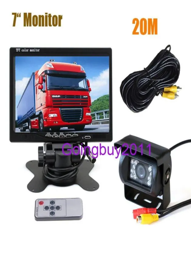 12V24V Auto Achteruitrijcamera Kit 18 LED Achteruitrijcamera 7quot LCD Monitor voor Bus Vrachtwagen 20 m videokabel7560925