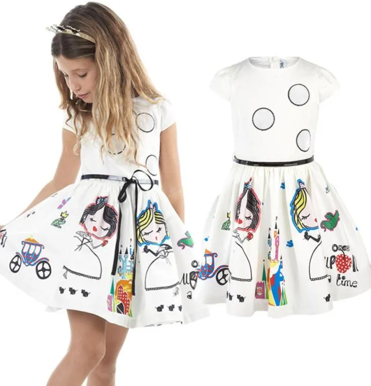 Meisjes Jurk Kinderkleding zomer Merk Baby met Sjerpen Gewaad Fille Karakter Prinses Jurk Kinderen vestido Clothing9933380