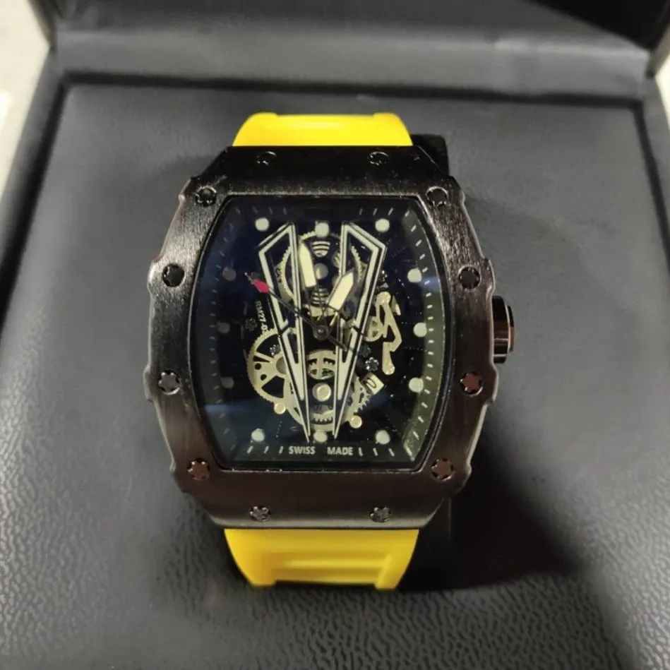 Relojes de pulsera de lujo para hombre, correa de silicona negra, reloj de diseñador de moda, reloj analógico de cuarzo deportivo, reloj Masculino 235g