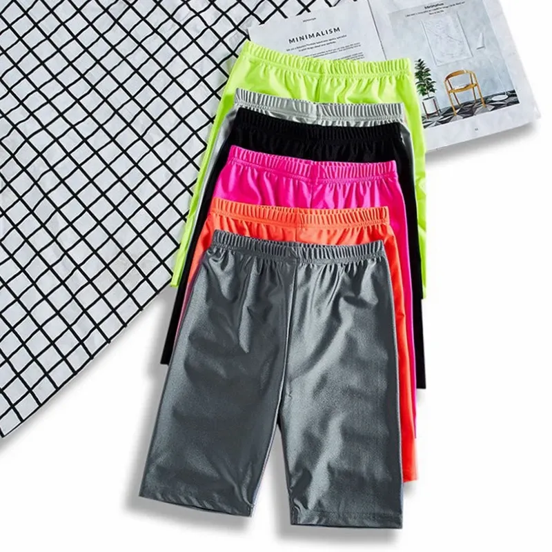 Shorts, hoch taillierte Shorts für Damen, Sommer 2023, Damenmode, Biker-Shorts, schwarz, reflektierende Turnhose, Damen-Spandex