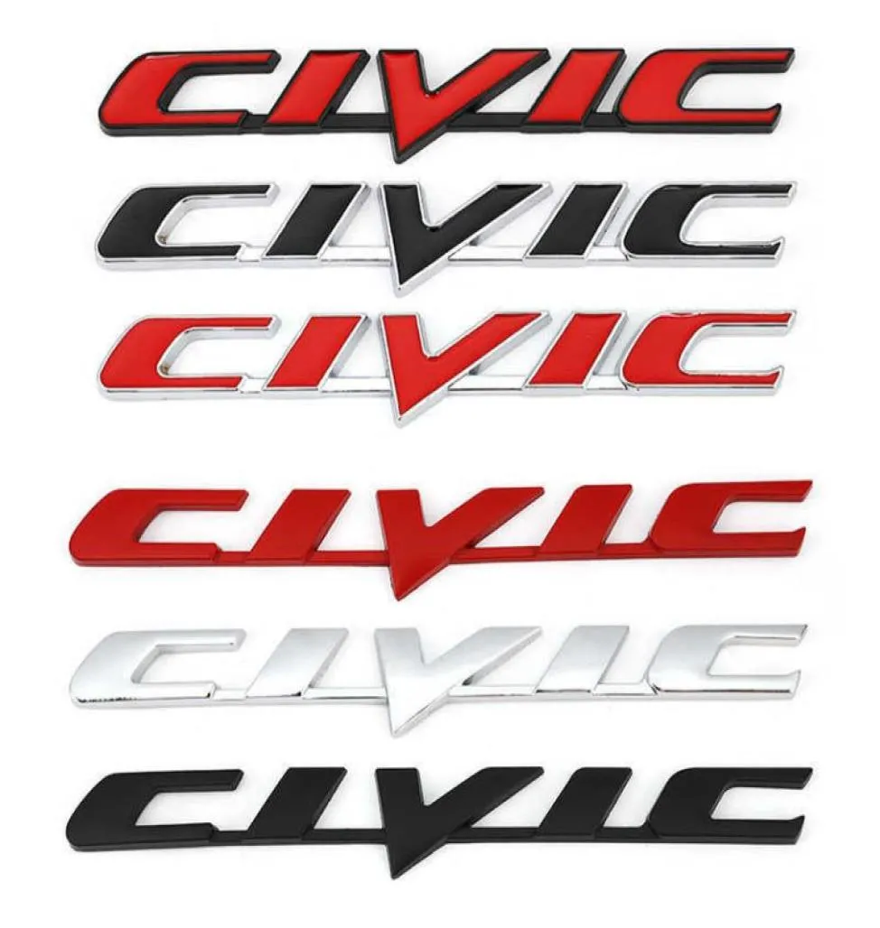 CAR 3D Metal Emblem Badge Sticker för Honda Civic Car BACK SVALT TRUNK LETTER STICKERS DECALS Auto Accessories Car Styling5811430