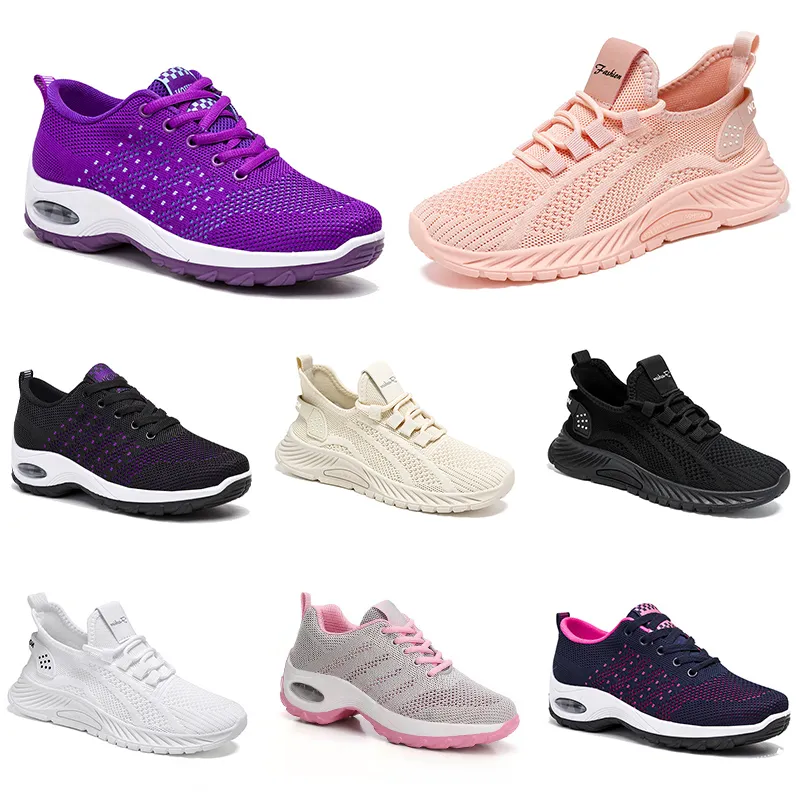 Nouveaux hommes femmes chaussures randonnée course chaussures plates semelle souple mode violet blanc noir sport confortable blocage de couleur Q98-1 GAI