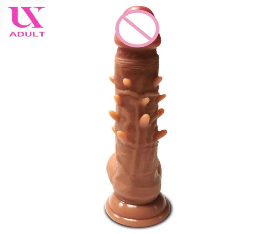 Hudkänsla realistisk dildo med spikar penis kuk kuk med sugkopp lesbain sexprodukter leksaker för kvinna vuxen onani t6465448