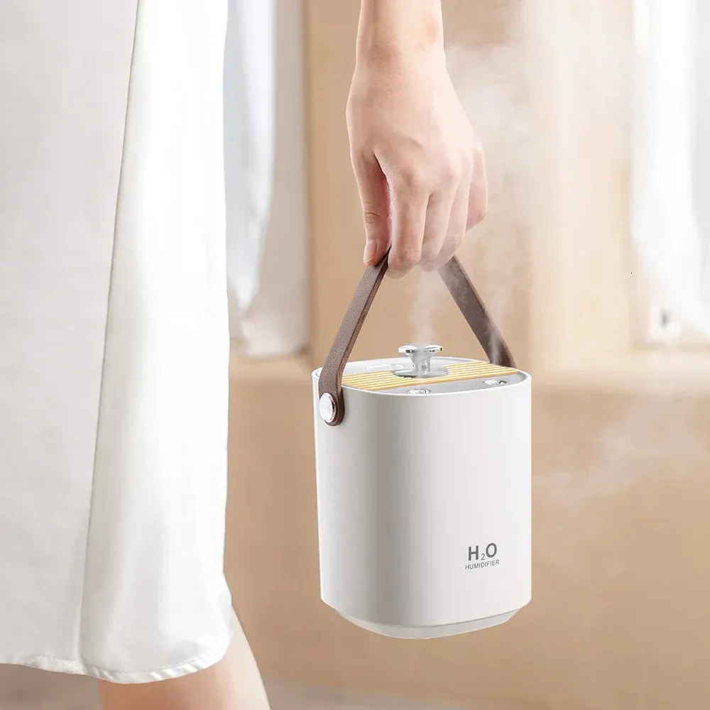 1.2L Portable Air Firidifier Tyst ultraljudsfuktare med ljus för sovrum USB -laddningsbara autoshut utanför luftfuktare 240226