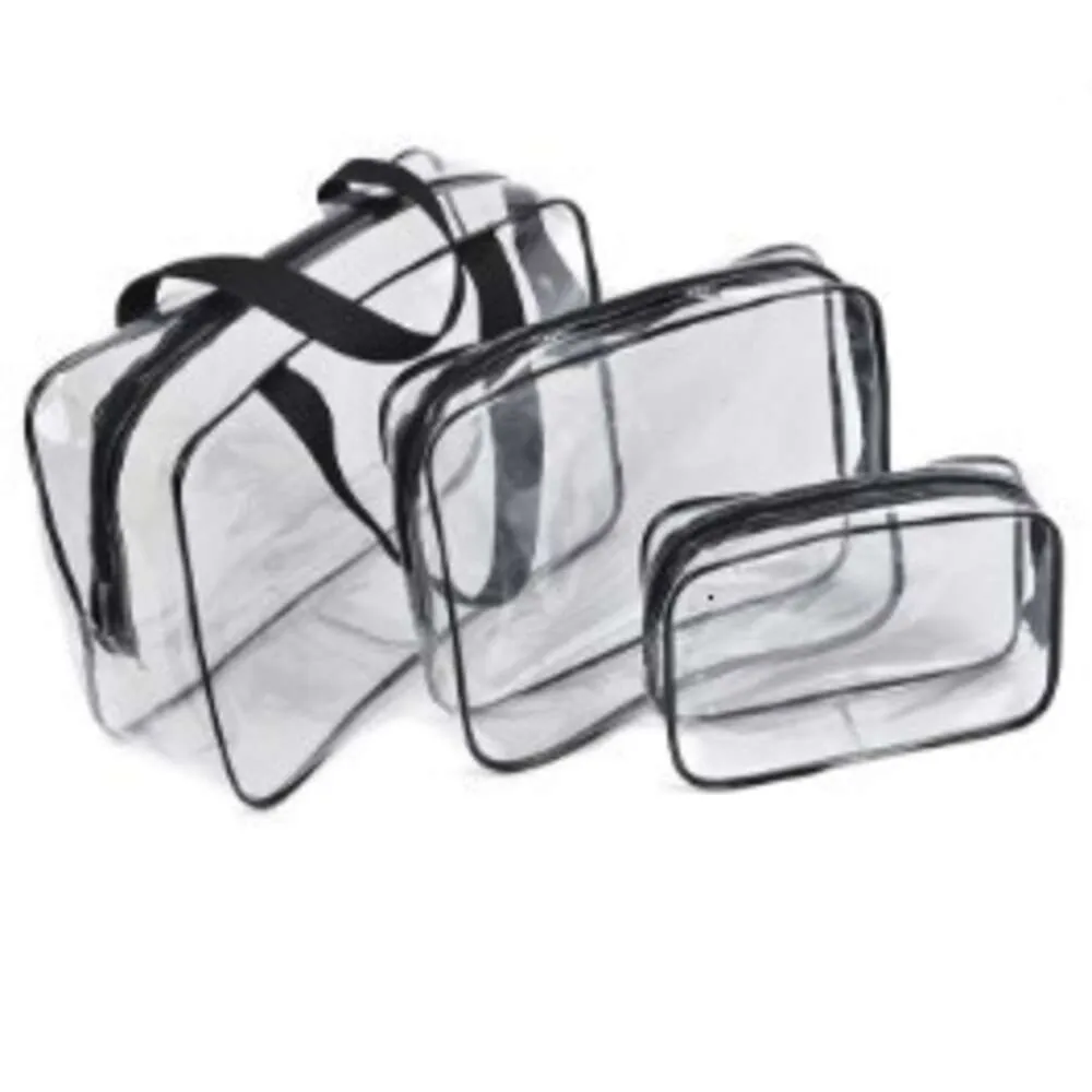 Ensemble de voyage Transparent trois pièces, sac de rangement Portable en PVC pour maquillage et articles de toilette imperméables, 5367