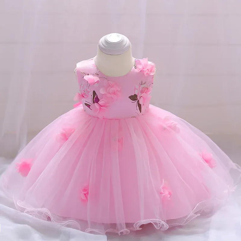 Robes d'été pour petites filles, robe de mariée, à fleurs, tenue de princesse pour fête d'anniversaire, 324 mois