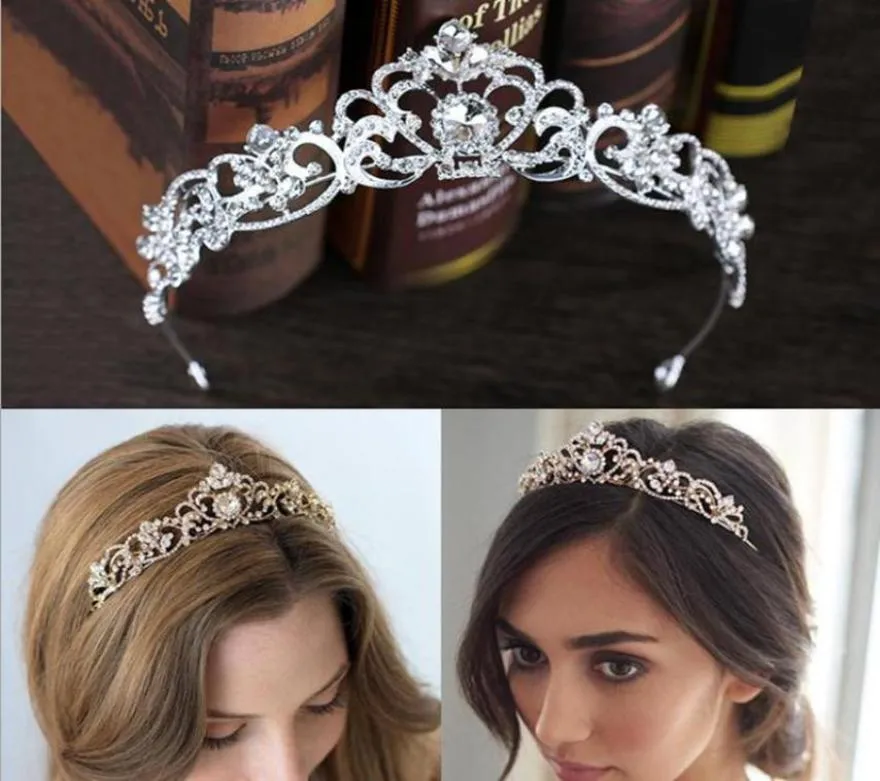 Corone da sposa europee Fasce per capelli Diademi da sposa Fasce di cristallo Ragazze Festa di compleanno Principessa Diadema Corona Velo da sposa Capelli Acc1962591