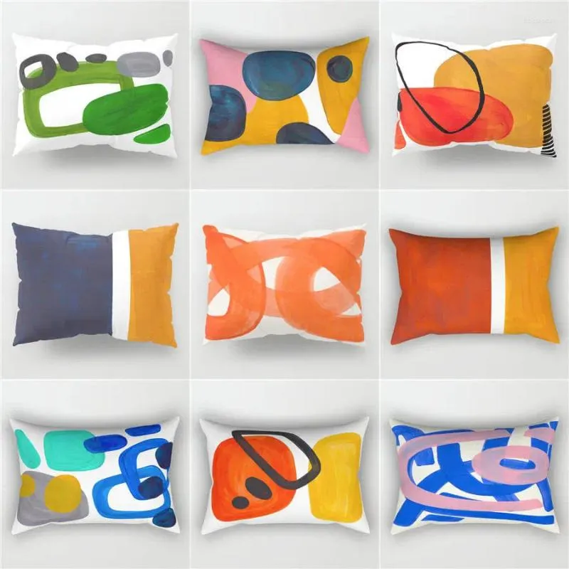 枕ベッドルームリビングルームソファ抽象性パーソナリティ幾何学的なライン塗装ウエスト枕カバー