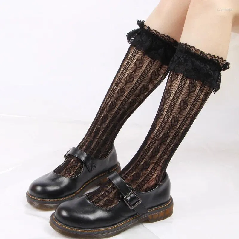 Women Socks Japanese Style Product Lolita Lace Love Calf Stocking Retro High Quality Cute Pile 3pair/lot