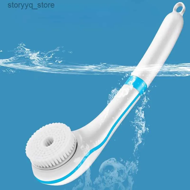 Brosses de nettoyage Brosse de bain électrique multifonction dos propre longue poignée exfoliation propre gommage brosses corps douche Machine Spinning Spa MassaL240304