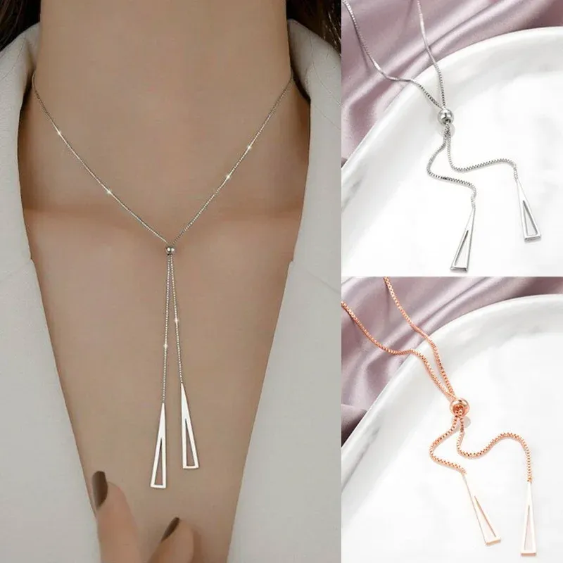Vintage Dreieckige Schlüsselbein Kette 14k Gold Halskette für Frauen Kalten Wind Einfache Koreanische Temperament Schmuck Collares Para Mujer Zubehör