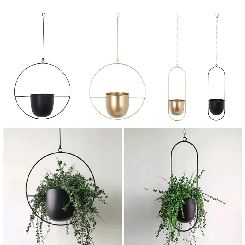 Kits Metal Wrought Iron Flower Pot Rack Garden Balcony Succulent Wall Mounted Hanger Cradle Succulent Decorative Hanging Basket Basin