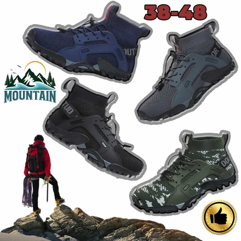 Chaussures de sport Vente chaude Hommes Trail Run Montagne Respirant Randonnée Trekking Formateurs Arch Support Marche Résistant à l'eau Chaussures GAI noir comfor