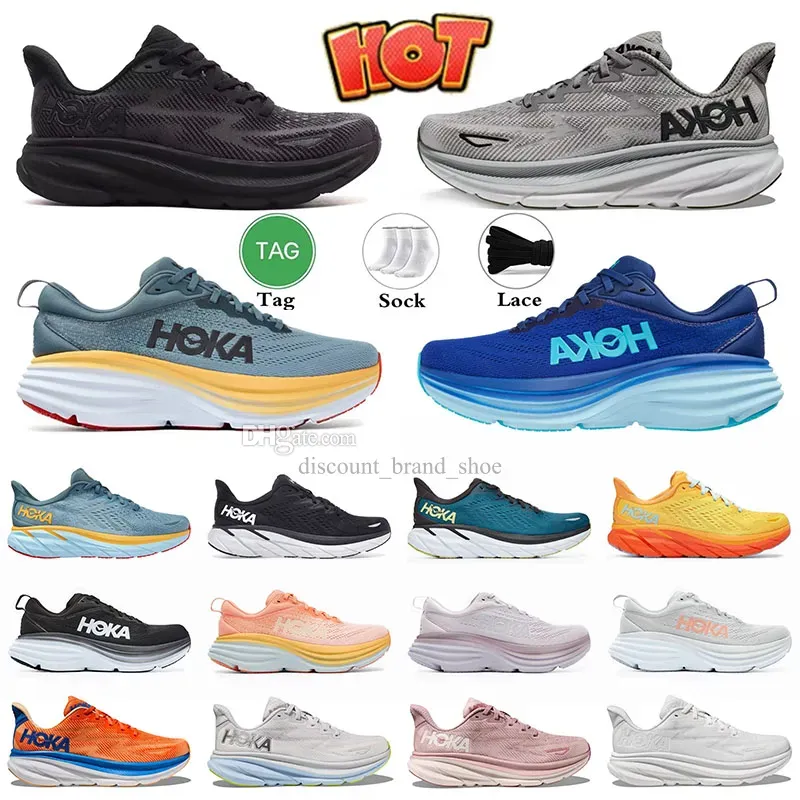 Desiger Hoka one one bondi 8 Clifton 9 shifting sand Foam Runner hokas shoes womens mens Free Pepople Designer Sneakers triple black white kawana platform trainers