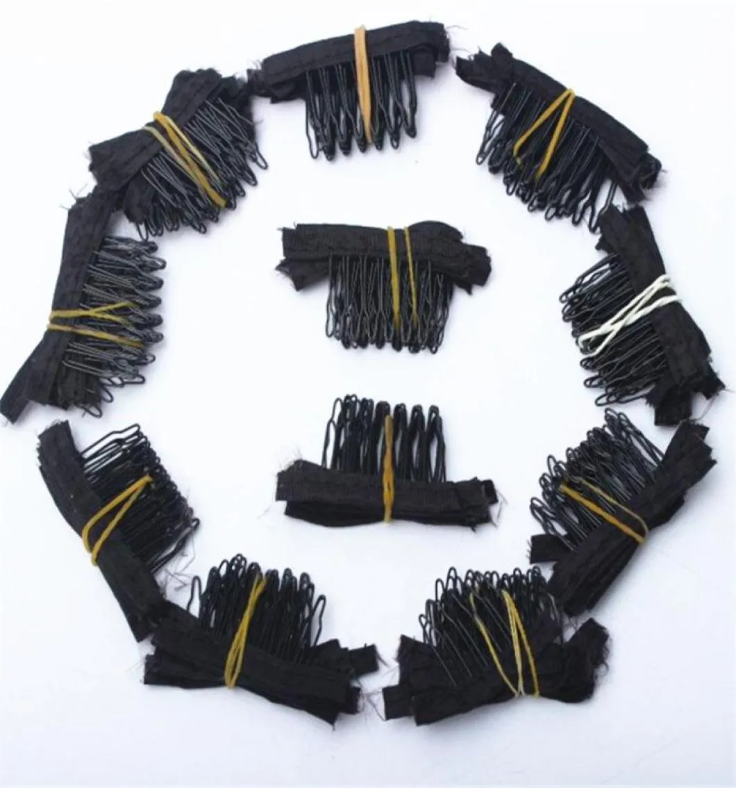 50 datorer svart färg peruk kammar perukklämmor och kammar med 5teeth för peruk cap och peruker som gör kammar hårförlängningar verktyg2637170