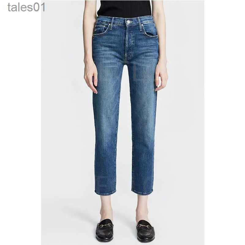 Damskie dżinsy luksusowe matka dżinsy marka moda niebieska talia ulica szerokie nogi dżinsowe spodnie proste dżinsowe spodnie proste nogi dżinsy 9-minutowe nogi 240304