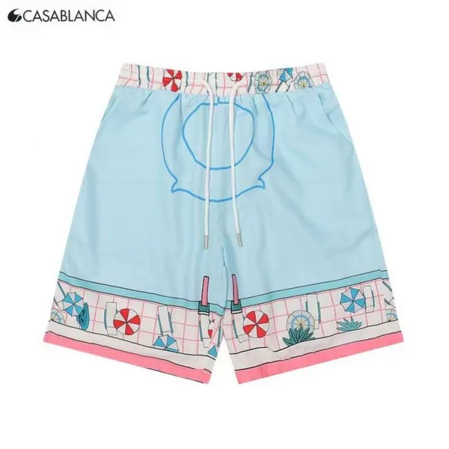 Casablanc Shirt Designer Set Masao San Print Mens Casa Blanca Casual und Short Womens Loose Seidenhemd Hochwertige Tees Sommertour Cas 1385