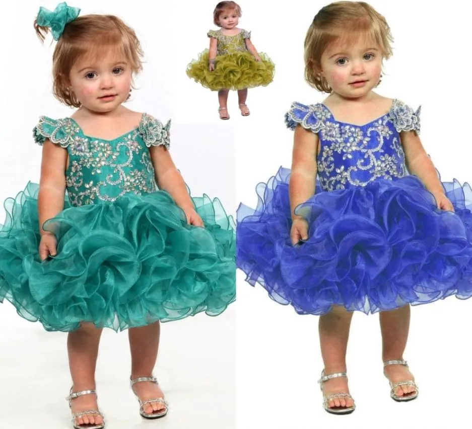 2020 Little Girl Flower Girl Dress Blue Baby Girl Infant Toddler Birthday Pageant Dress Short Length Ruffled Fashion Ball Gown Tut6541068