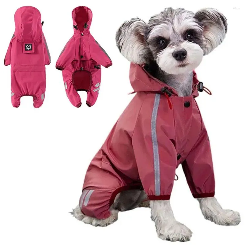 Dog Apparel Puppy Raincoat Water-resistant Overalls Waterproof Clothes Reflective Small Dogs Rain Jumpsuit Pet Accessories