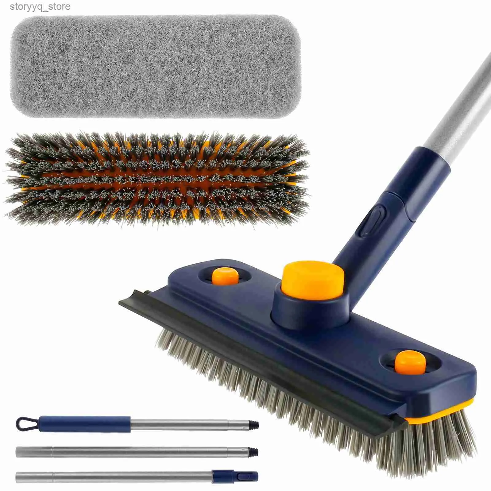 Brosses de nettoyage Brosse à récurer à long manche 3 en 1, épurateur de carrelage de baignoire avec épurateur de douche à poils rigides à long manche extensible de 46 pouces pour baignoire murale L240304