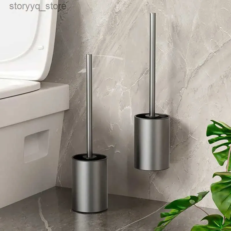 Reinigungsbürsten Luxus-Toilettenbürste Space Aluminium Wand-Toilettenbürste Kein toter Winkel Haushaltsreinigungsutensilien BadezimmerzubehörL240304