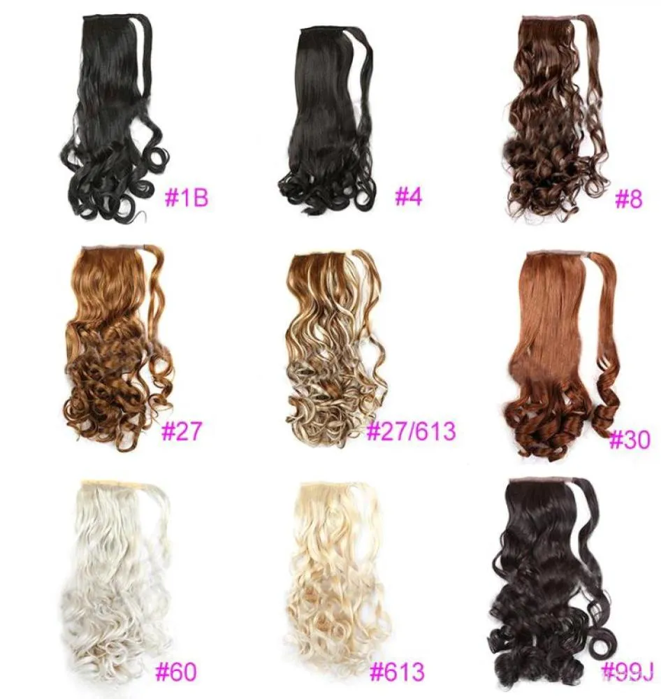 Greatremy 22quot Long Wavy Wrap Around Ponytail Hair Extension Synthetic for Girls 12Colors 1B1627276133033466061384742219