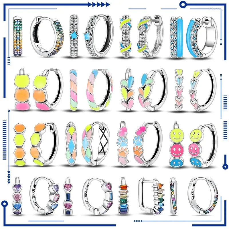Hoopörhängen 2024 i 925 Silver Lysande färg Byt kvinnliga smycken Lyxig gåva Original Design Zirkonörhängen