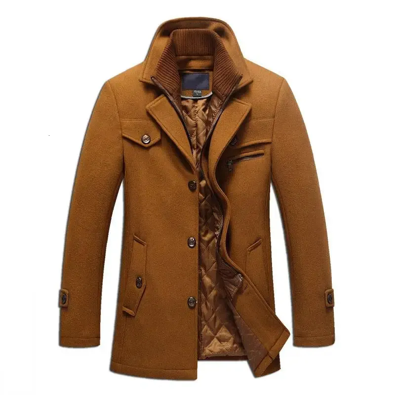 Zimowy płaszcz wełniany szczupły kurtki męskie mens swobodna ciepła kurtka odzieżowa i mężczyźni rozmiar m4xl kropla 4 kolory 240223