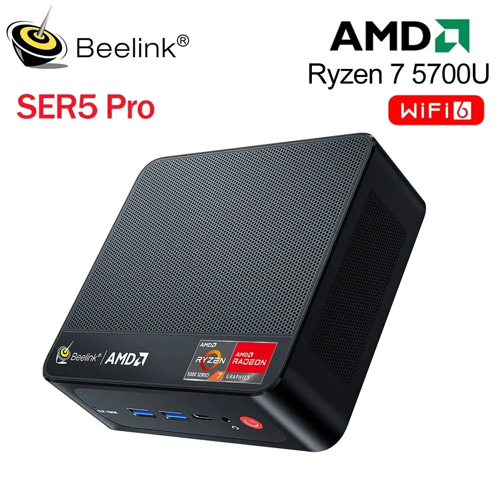 Beelink Ser5 5700U Mini PC Win11 Pro 8 Core AMD Ryzen 7 16GB/32GB 500GB/1TB WiFi 6 BT5.2 Desktop Computer