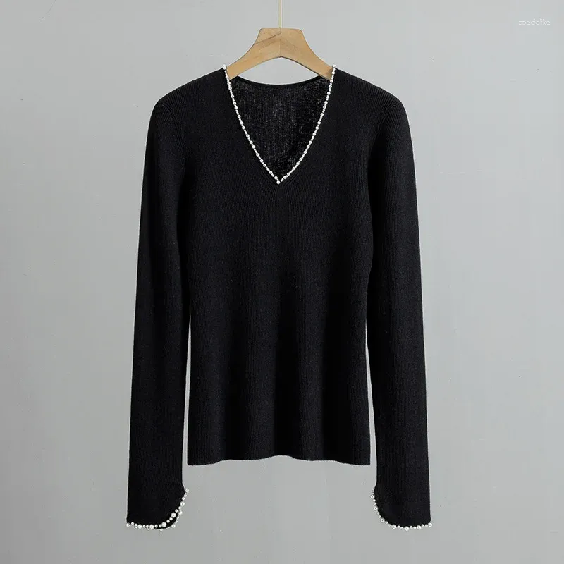 Женские свитера Naizaiga, шерстяной, шелковый, с v-образным вырезом, тонкий, с длинными рукавами, черный, серый, белый, женский пуловер, свитер KYSM35