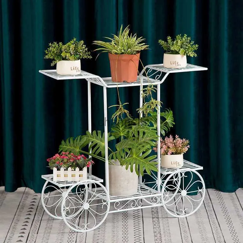 Inne budynki ogrodowe 77x25x75cm Nordic Flower Stand salon wielowarstwowy półka prosta podłogowe rośliny doniczkowe Uchwyt Indoor Flower Rack YQ240304