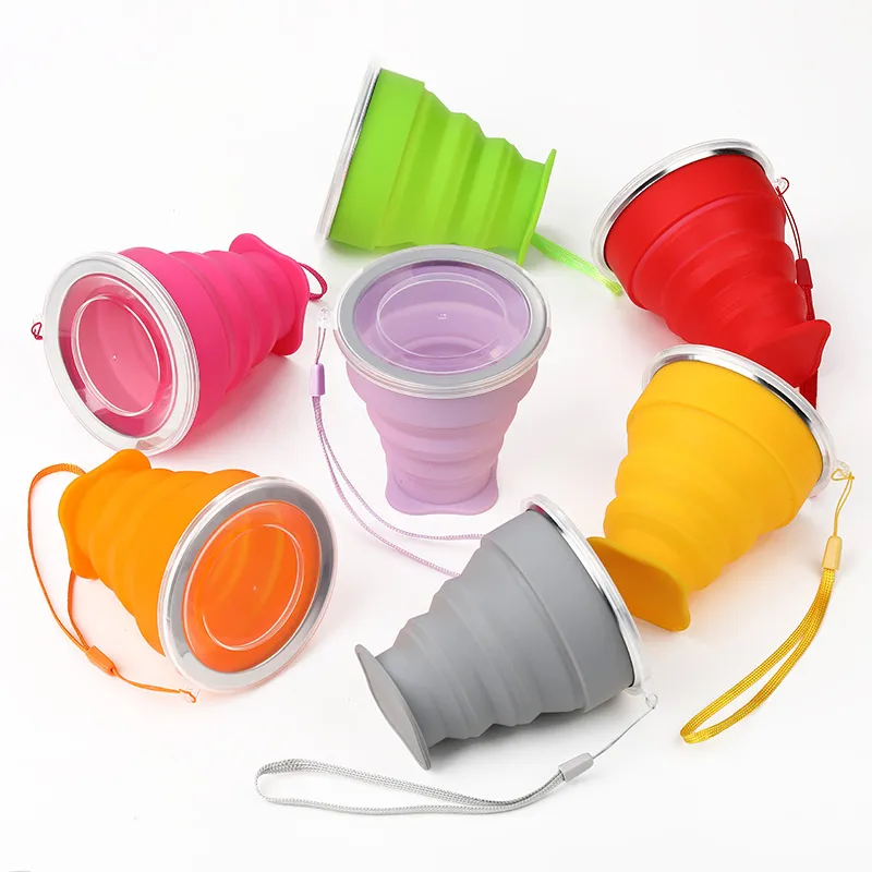 Tasses rétractables en Silicone portables en plein air tasses à boire pliables voyage Camping tasse d'eau télescopique pliante T9I002580