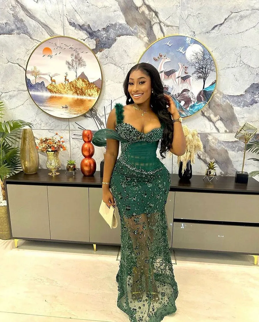 Custom African Green Beaded Green Beaded Formal Dress... From Bestoffers,  $232.67 | DHgate.Com