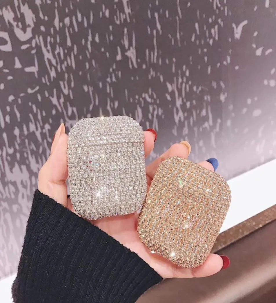 Custodia protettiva con diamanti in cristallo pieno di glitter Bling per Airpods 2 Custodia protettiva per auricolari wireless Shell Shinning per Airpods Pr2449639