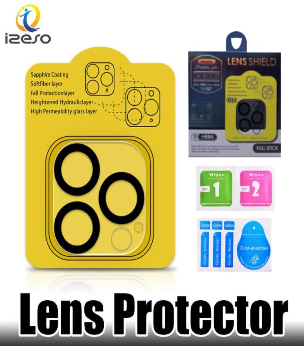 Protetor de lente de cobertura completa para iPhone 14 13 12 Película protetora de câmera com flash círculo vidro temperado com pacote de varejo izeso5279951