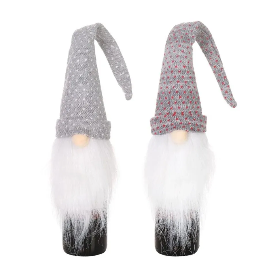 30 stks Kerst Cover Lange Hoed Pluche Gnome Wijnfles Cap Topper Vakantie Eettafel Decoraties Hele X2264E