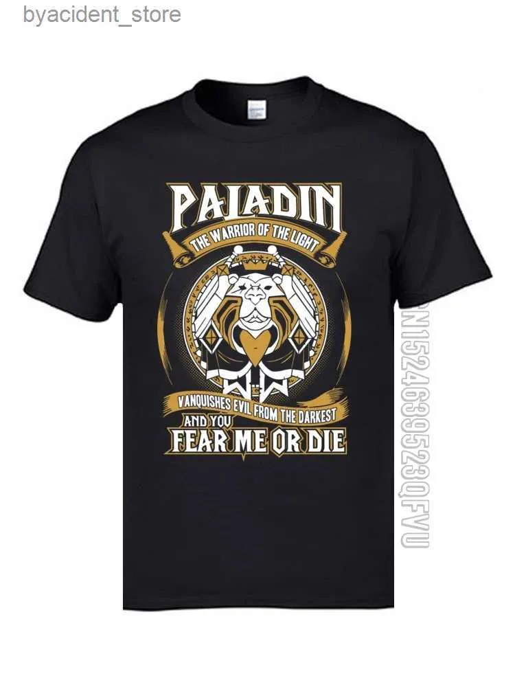 Herrt-shirts 2019 Personliga toppar Tees Graphic Customized T Shirts Crew Neck Topps Tees Cow Paladin The Warrior of the Light Male T-Shirts L240304