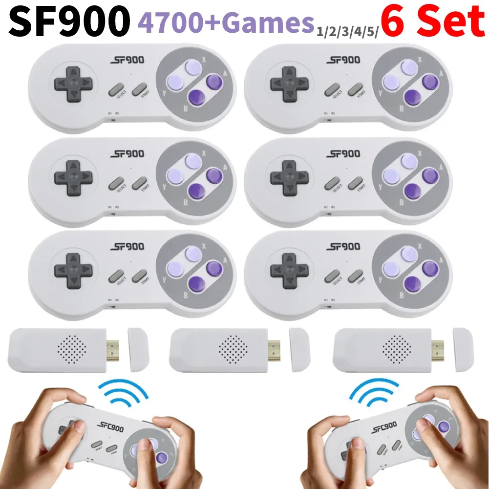 Konsoler 16set SF900 Retro Game Console med 2 Game Controllers Gamepad 2.4G Wireless Receiver videospel för Super Nintendo SNES NES NES