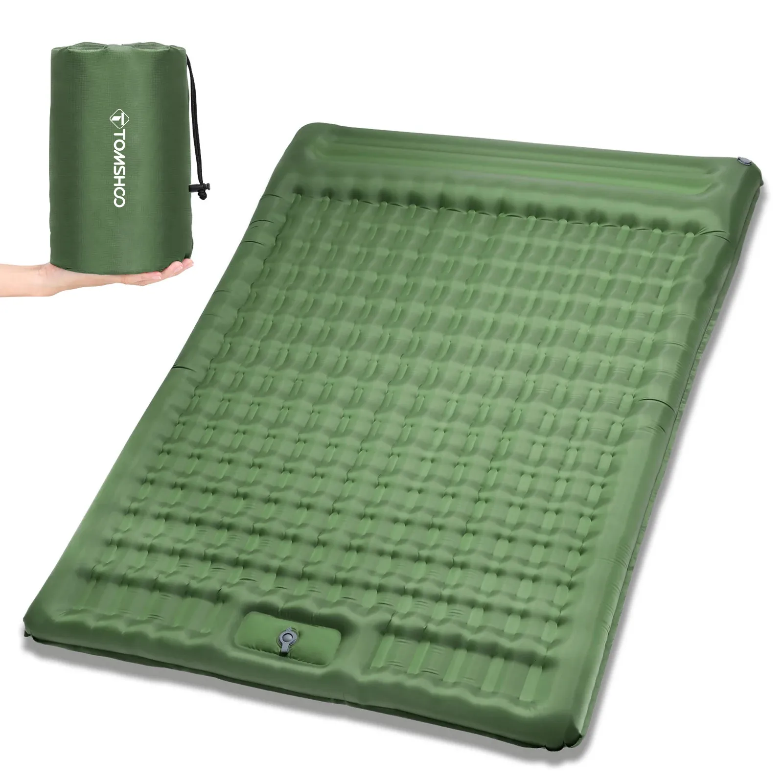 Matelas gonflable Tomshoo avec pompe intégrée épais 5 pouces Double tapis de couchage matelas pneumatique Camping sac à dos randonnée 240227