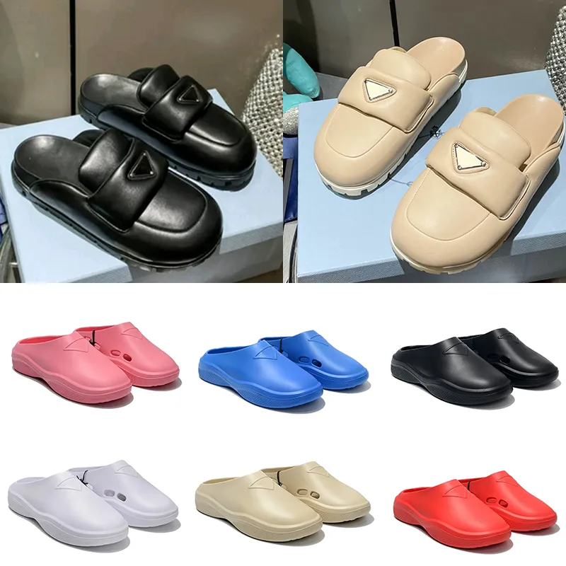 Designer Slippers Womens Sabots Slides Soft padded nappa leather sandals Foam Rubber mules Women Platform Bread Slipper men flat Slide shoes summer beach sandal