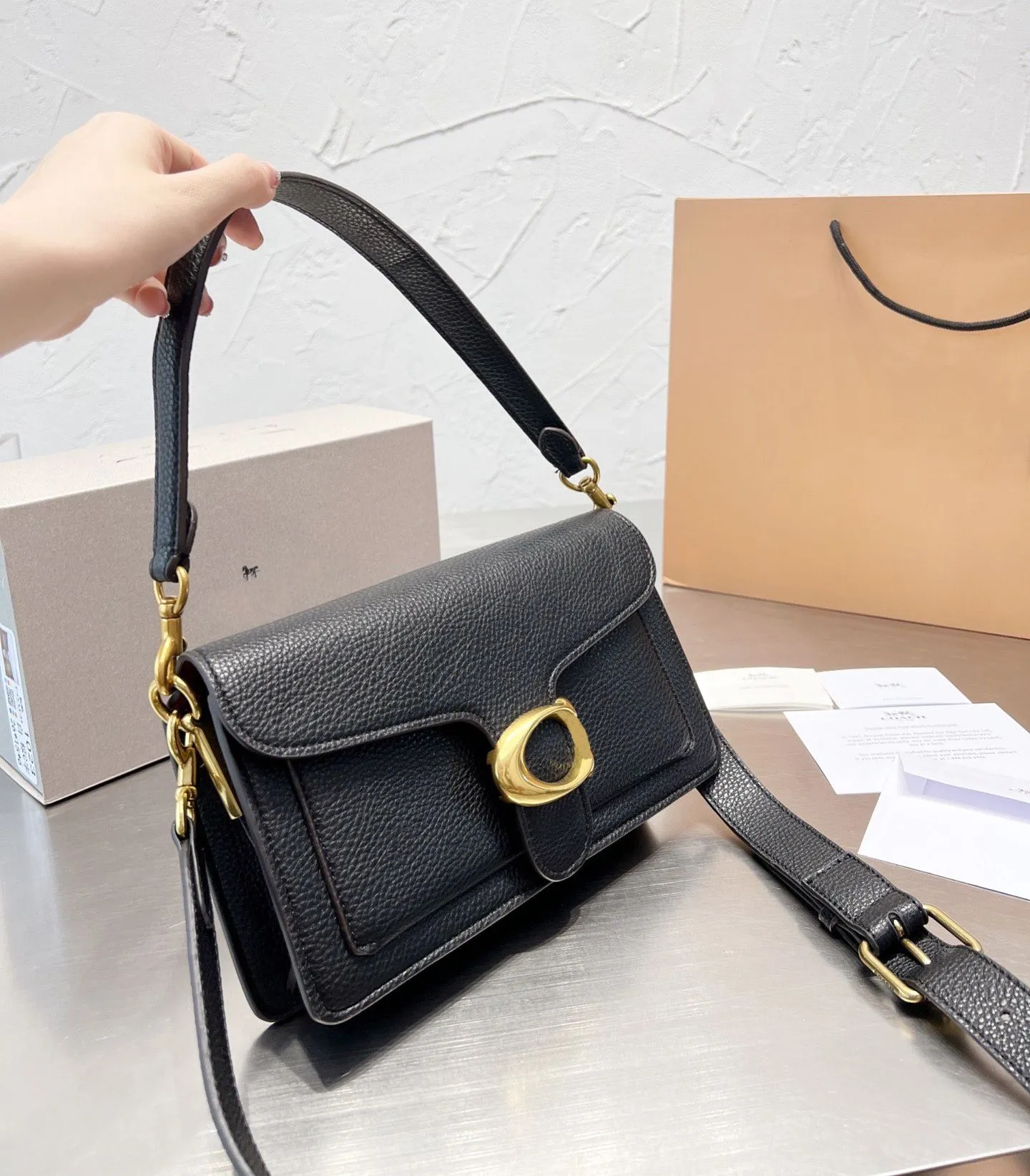 lyxig kvinnor man tabby designer väska kedja messenger väskor på handväska riktig läder baguette axelväska spegel kvalitet fyrkantig crossbody mode